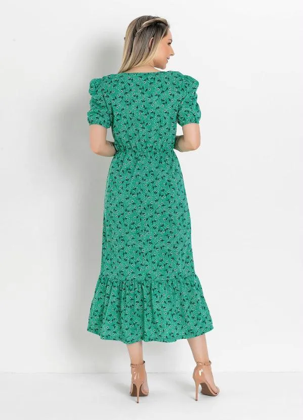Rosalie - Vestido Floral Verde com Babado 2