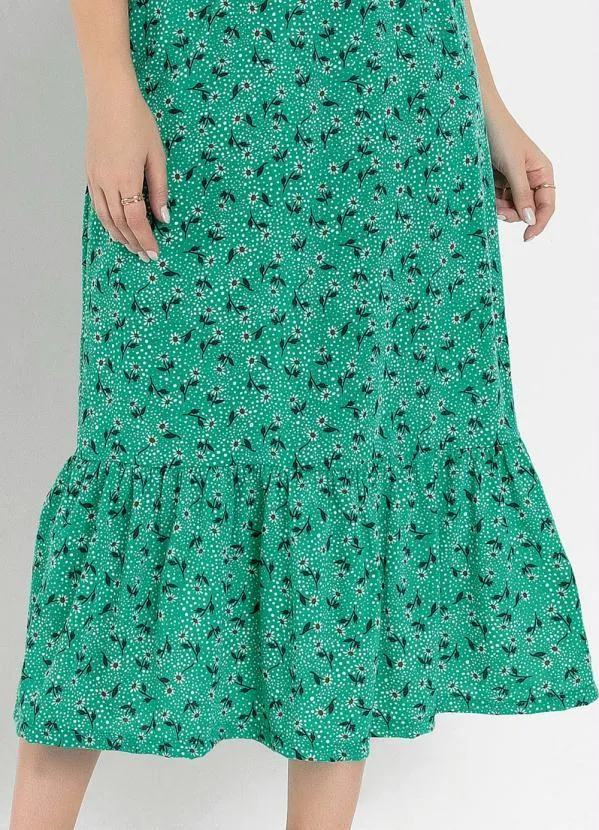 Rosalie - Vestido Floral Verde com Babado 4