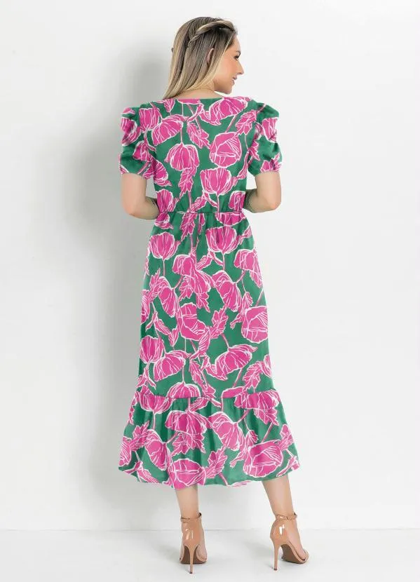 Rosalie - Vestido Floral Verde com Babado 2