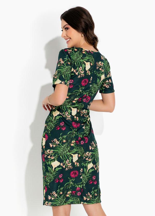 Rosalie - Vestido Floral Verde com Faixa Moda Evangélica 2