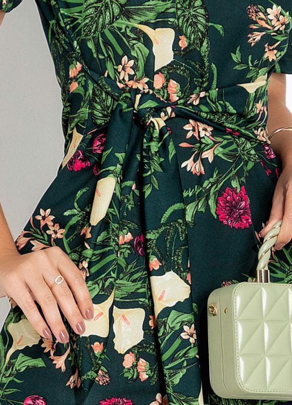Rosalie - Vestido Floral Verde com Faixa Moda Evangélica 3