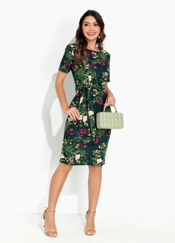 Rosalie - Vestido Floral Verde com Faixa Moda Evangélica 4