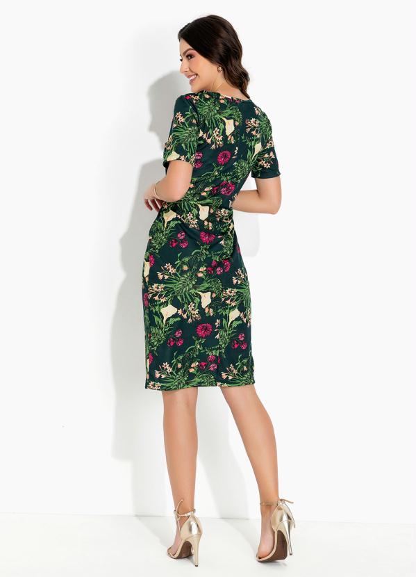 Rosalie - Vestido Floral Verde com Faixa Moda Evangélica 5