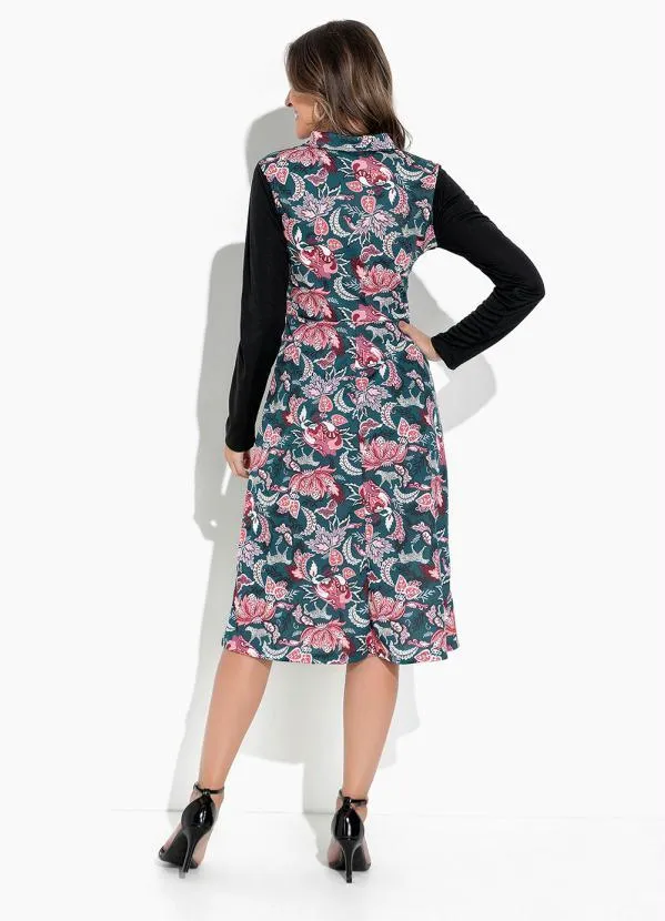 Rosalie - Vestido Floral Verde com Faixa 2