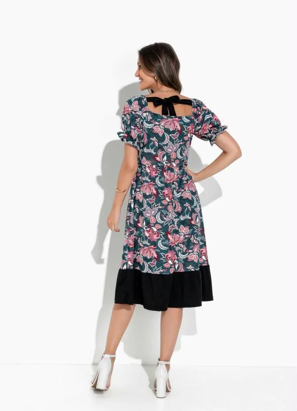 Rosalie - Vestido Floral Verde com Manga 2