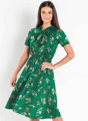 Vestido (Floral Verde) em Malha