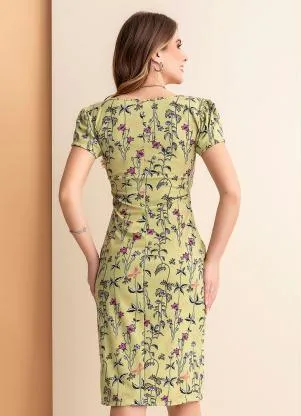 Rosalie - Vestido Floral Verde em Malha - ROSALIE