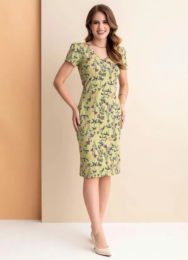 Rosalie - Vestido Floral Verde em Malha 3
