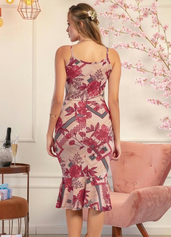 Moda Pop - Vestido Floral Vermelho com Babado na Barra 2