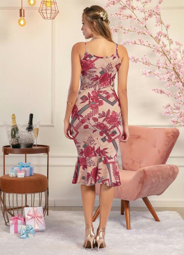 Moda Pop - Vestido Floral Vermelho com Babado na Barra 4