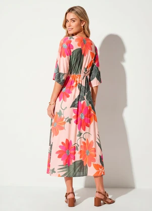 Quintess - Vestido Floral Vibrante em Malha Fria - QUINTESS