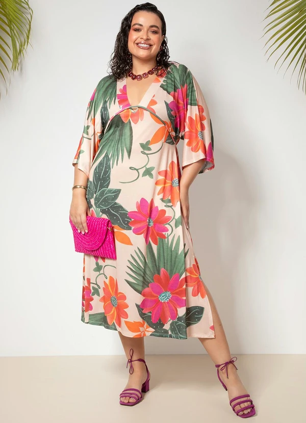 Quintess - Vestido Floral Vibrante em Malha Fria 5