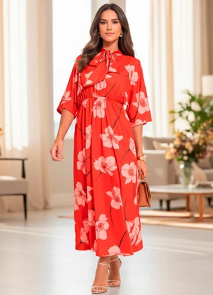 Quintess - Vestido Flores em Malha Fria - QUINTESS