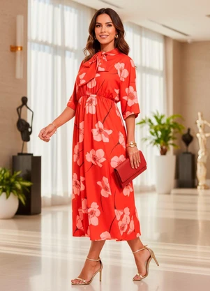 Quintess - Vestido Flores em Malha Fria - QUINTESS
