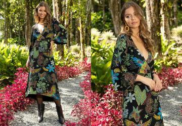 Vestido Floresta Preta com Transpasse