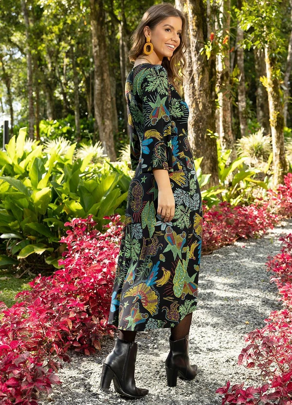 Quintess - Vestido Floresta Preta com Transpasse 13