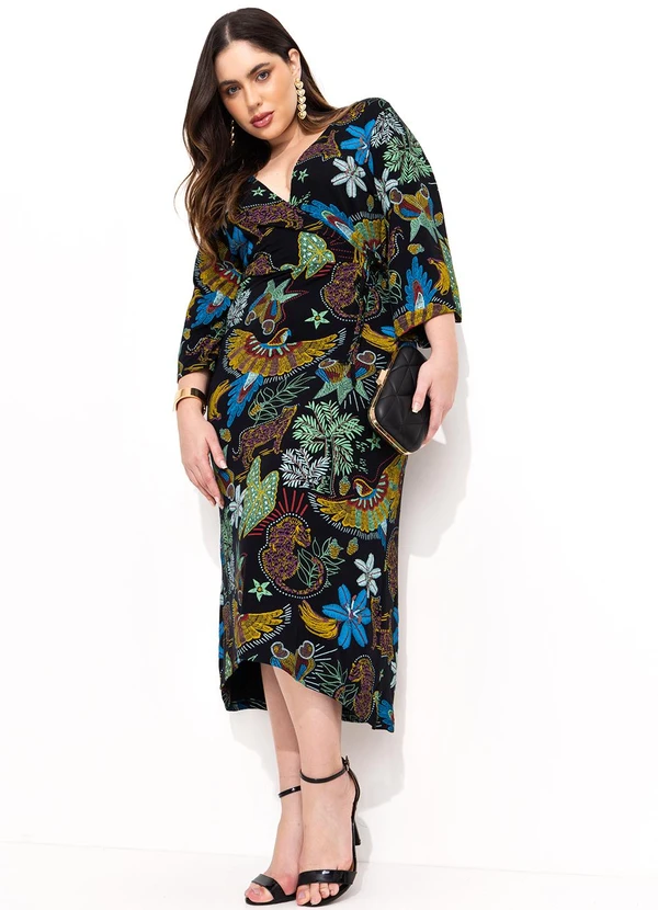 Quintess - Vestido Floresta Preta com Transpasse 16