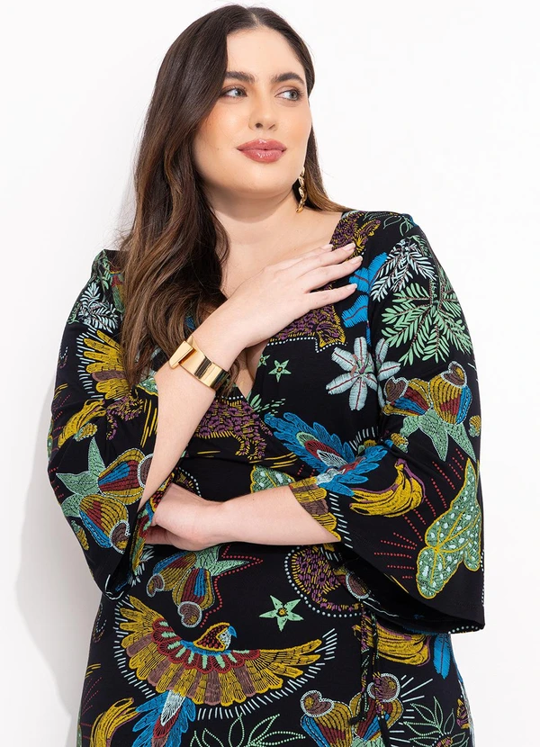 Quintess - Vestido Floresta Preta com Transpasse 19