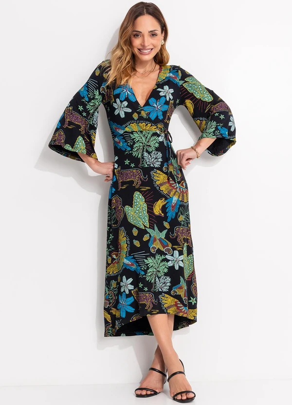 Quintess - Vestido Floresta Preta com Transpasse 3