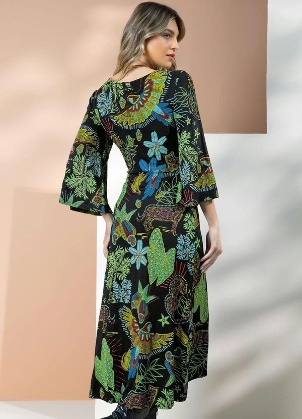 Quintess - Vestido Floresta Preta com Transpasse 7