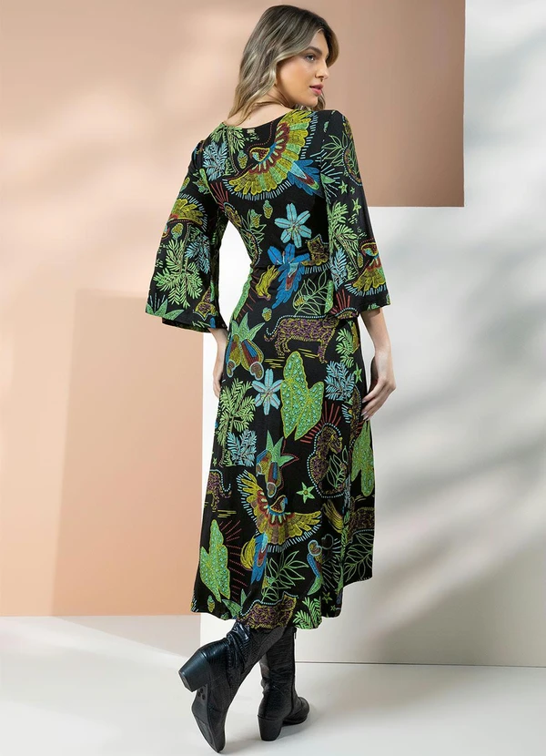 Quintess - Vestido Floresta Preta com Transpasse 9