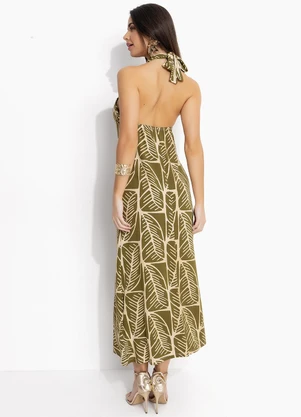 Quintess - Vestido Folhagem Abstrata em Malha de Viscose Te - QUINTESS