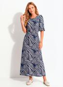 Vestido Folhagem Azul em Malha de Viscose