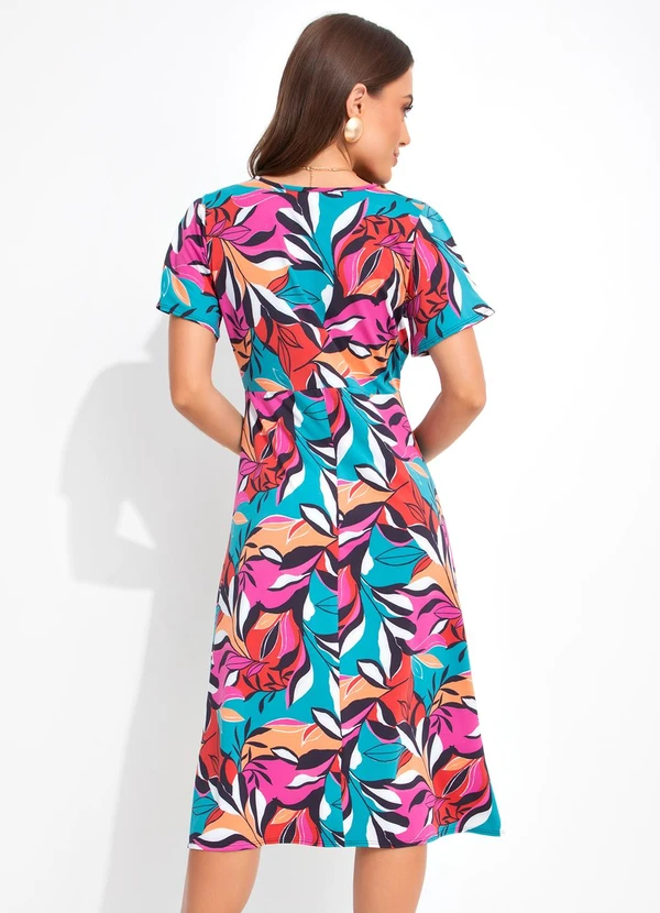 Bimini - Vestido Folhagem Colorida em Malha de Poliéster 2