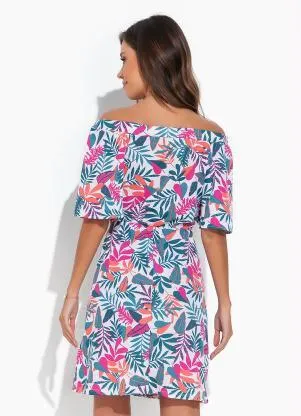 Moda Pop - Vestido Folhagem com Decote Ombro a Ombro - MODA POP