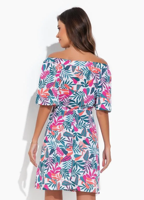 Moda Pop - Vestido Folhagem com Decote Ombro a Ombro 2