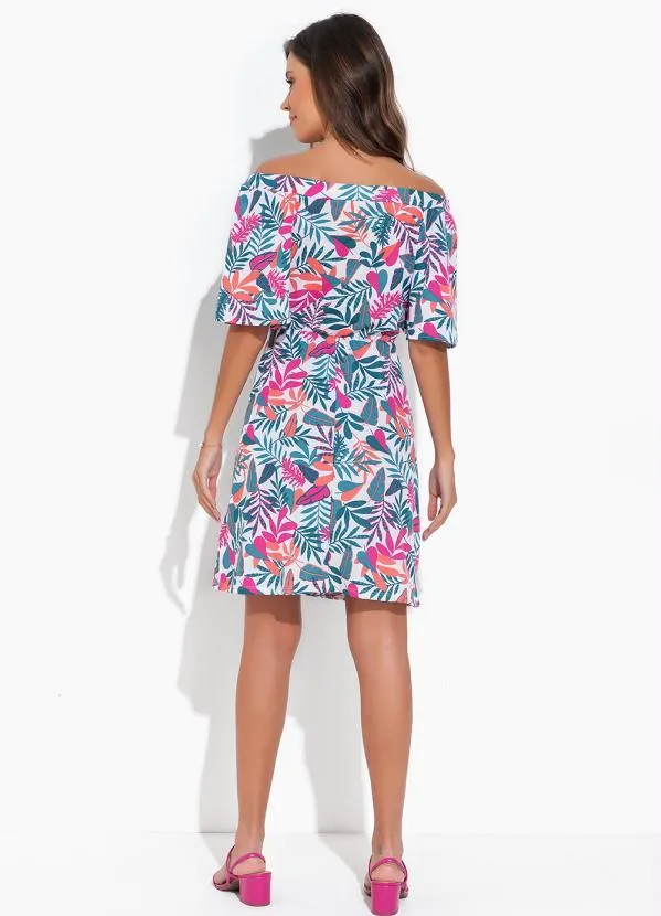 Moda Pop - Vestido Folhagem com Decote Ombro a Ombro 4