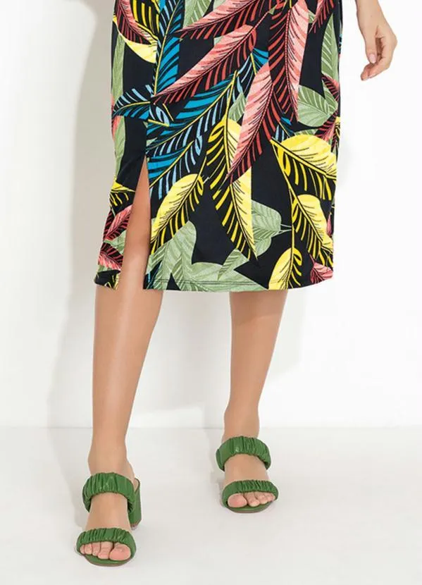 Moda Pop - Vestido Folhagem de Alças com Fenda 3