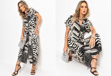 Vestido Folhagem Linho em Malha de Viscose