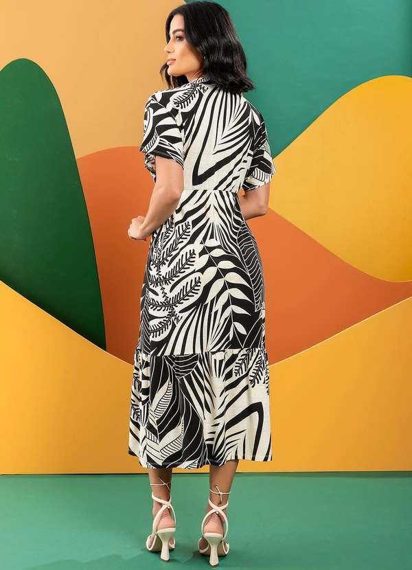 Quintess - Vestido Folhagem Linho em Malha de Viscose 5