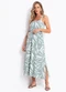 Quintess - Vestido Geométrico Bicolor em Malha de Viscose - variação: Folhagem Menta