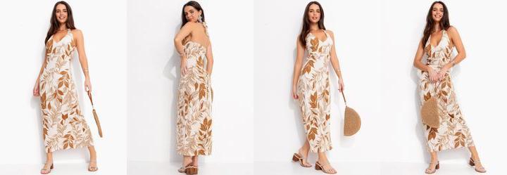 Vestido Folhagem Natural em Malha de Viscose Tex