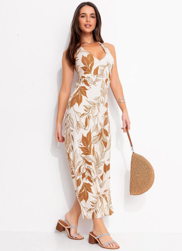 Quintess - Vestido Folhagem Natural em Malha de Viscose Tex 3