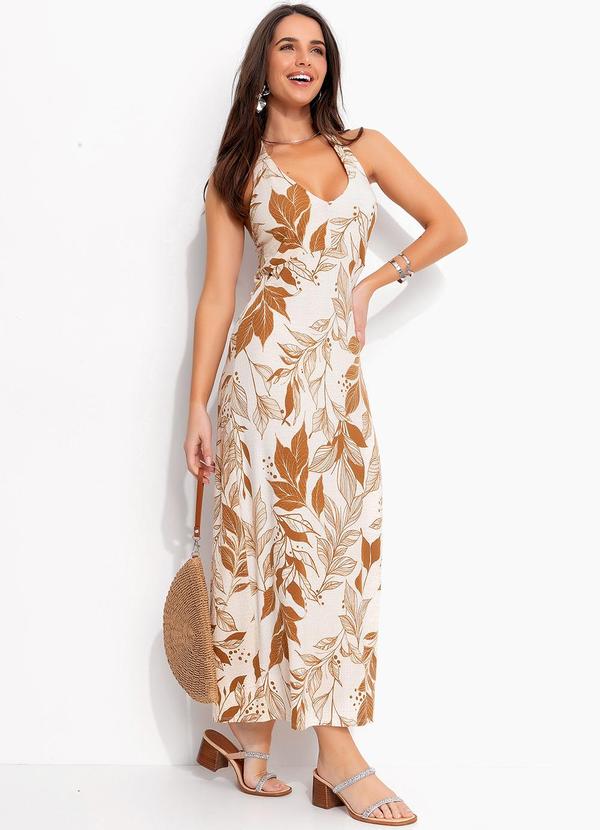 Quintess - Vestido Folhagem Natural em Malha de Viscose Tex 5