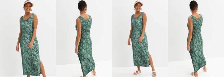 Vestido Folhagem Pontilhada em Malha de Viscose