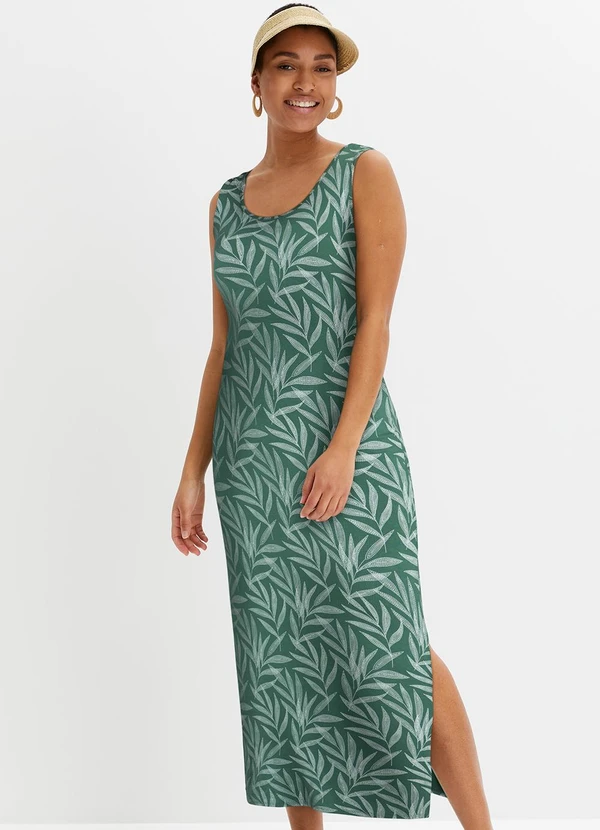 bonprix - Vestido Folhagem Pontilhada em Malha de Viscose