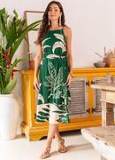 Vestido Folhagem Verde em Malha Texturizada