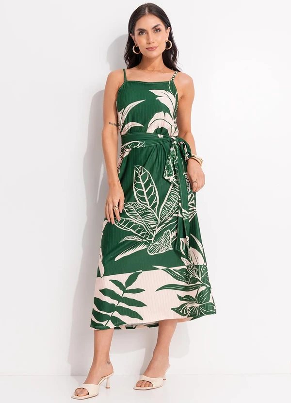 Quintess - Vestido Folhagem Verde em Malha Texturizada 8