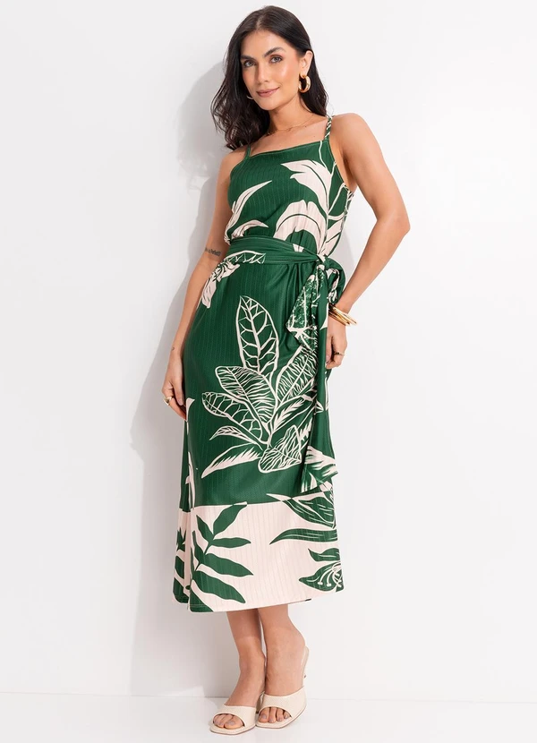 Quintess - Vestido Folhagem Verde em Malha Texturizada 7