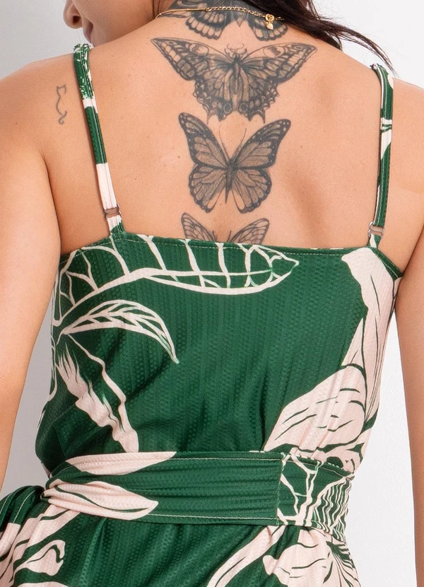 Quintess - Vestido Folhagem Verde em Malha Texturizada 6