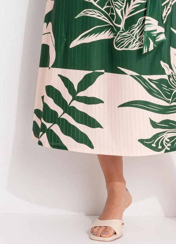 Quintess - Vestido Folhagem Verde em Malha Texturizada 5