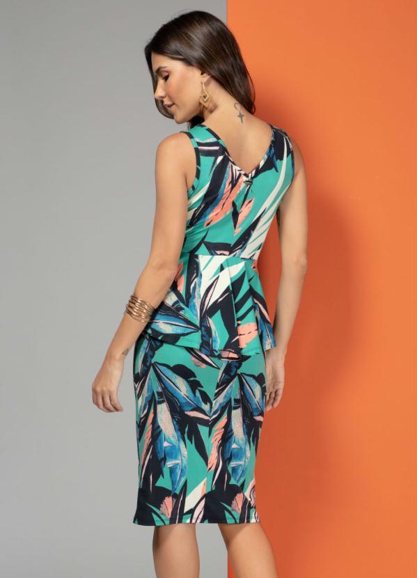 Quintess - Vestido Folhas Verde com Babado 2