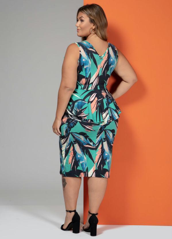 Quintess - Vestido Folhas Verde com Babado 6