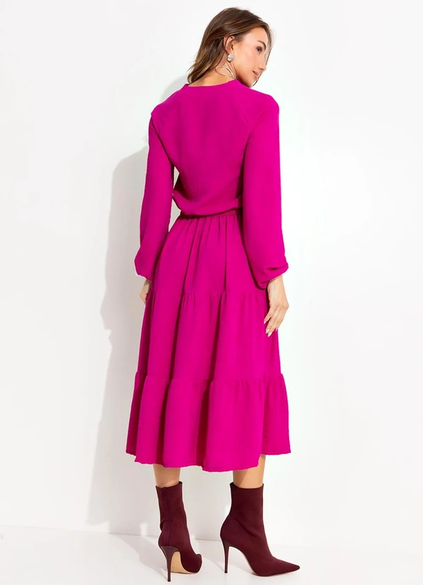 Quintess - Vestido Fúcsia em Crepe Plano 5
