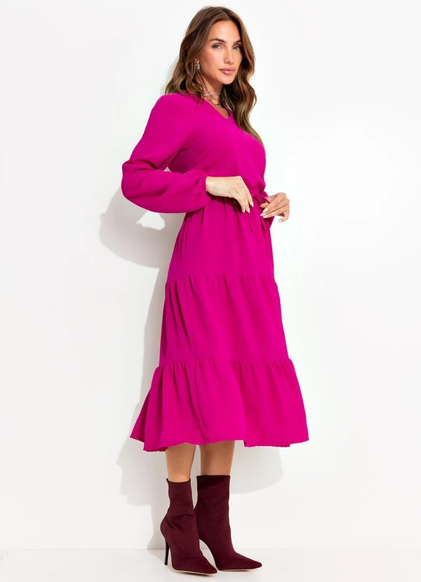 Quintess - Vestido Fúcsia em Crepe Plano 6