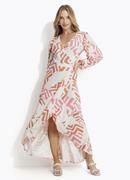 Vestido Geométrico Bicolor em Malha de Viscose